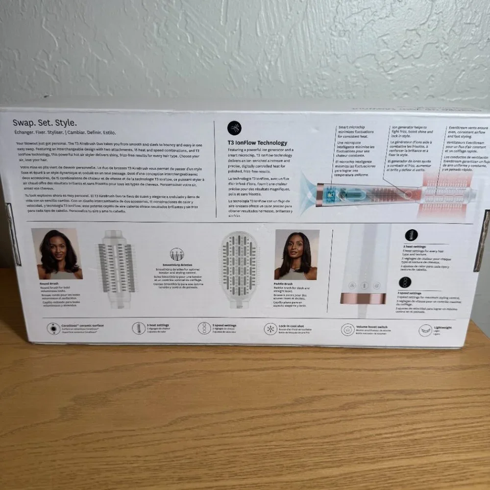 T3 AIREBRUSH DUO Dual-Attachment‎ Blow Dry Brush NWT